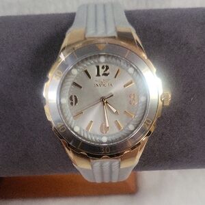 Invicta Women's Gold and Silver Watch with Gray Strap